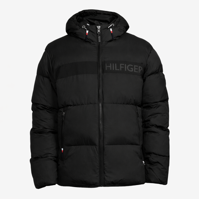 TOMMY HILFIGER 胸前大字LOGO連帽鋪棉外套