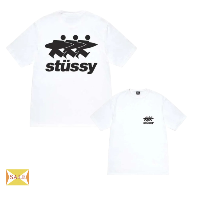 STUSSY Surf walk 三人圖騰短T