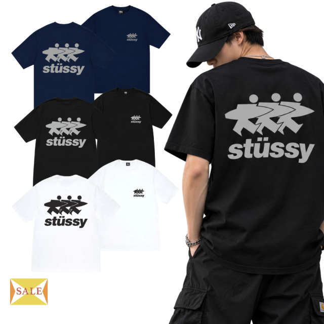 STUSSY Surf walk 三人圖騰短T