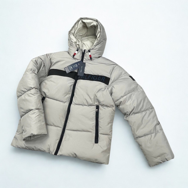 TOMMY HILFIGER 胸前大字LOGO連帽鋪棉外套