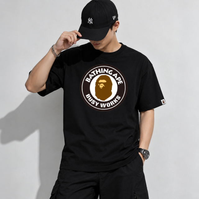 BAPE A BATHING APE BUSY WORKS 猿人頭圓形LOGO 短袖T恤