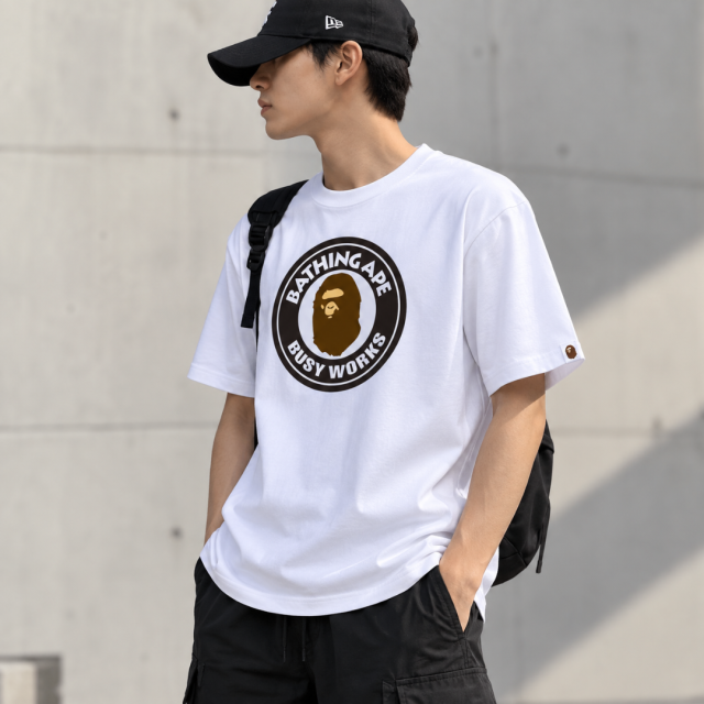 BAPE A BATHING APE BUSY WORKS 猿人頭圓形LOGO 短袖T恤