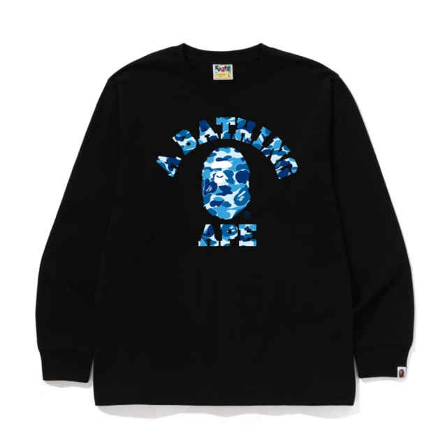 BAPE A BATHING APE 長袖T 藍迷彩猿人頭LOGO