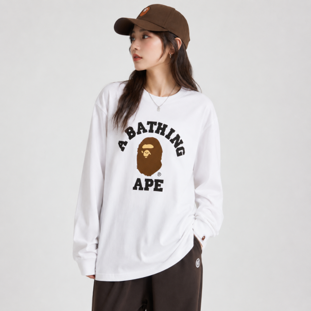 BAPE A Bathing Ape 猿人Logo 長袖T恤