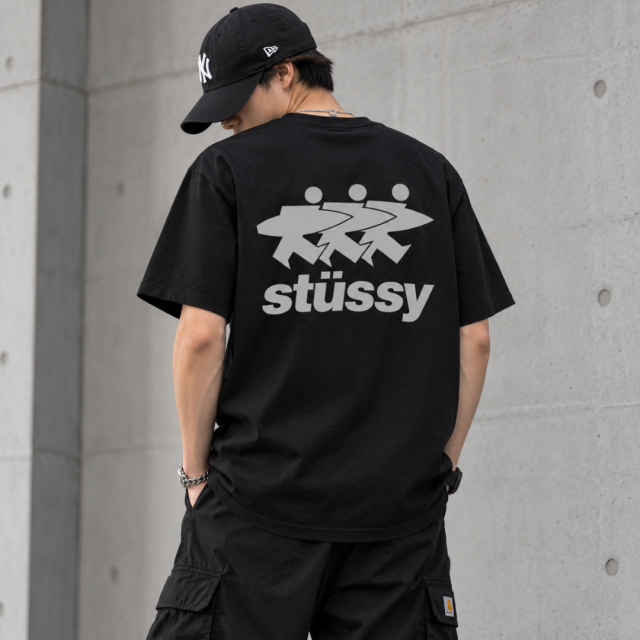 STUSSY Surf walk 三人圖騰短T