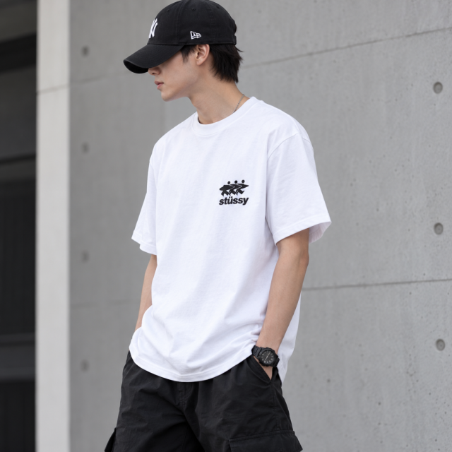 STUSSY Surf walk 三人圖騰短T