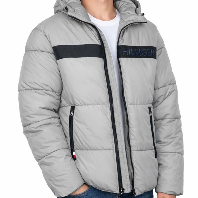 TOMMY HILFIGER 胸前大字LOGO連帽鋪棉外套