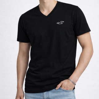 HOLLISTER  V領Logo小標短T