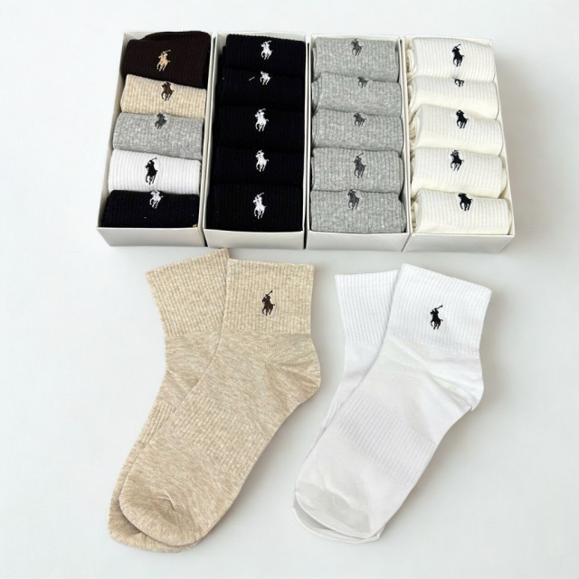 POLO刺繡小馬Logo 純棉踝襪 5雙入禮盒組