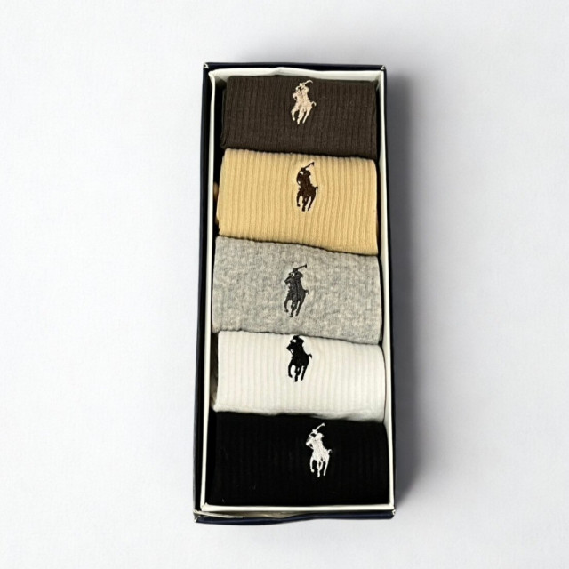 POLO刺繡小馬Logo 純棉踝襪 5雙入禮盒組