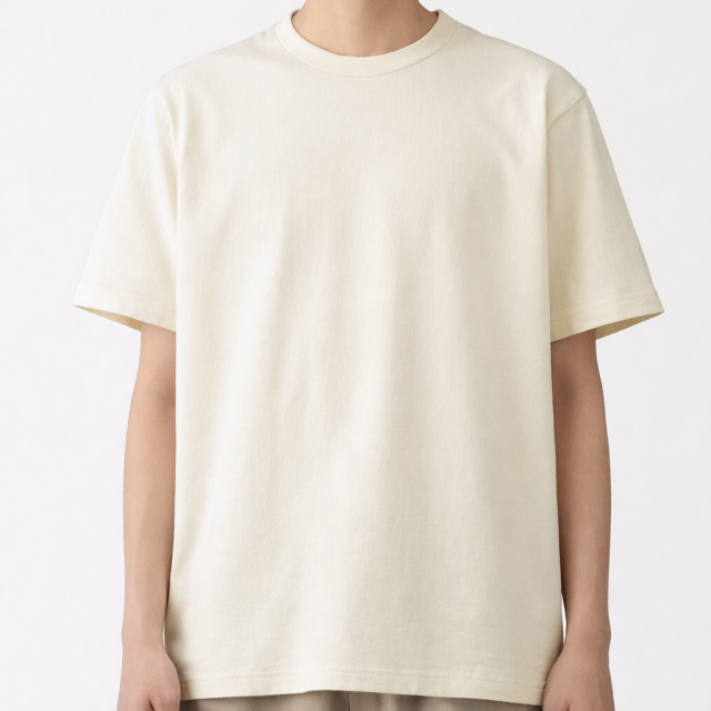 MUJI 無印良品 水洗粗織圓領短T