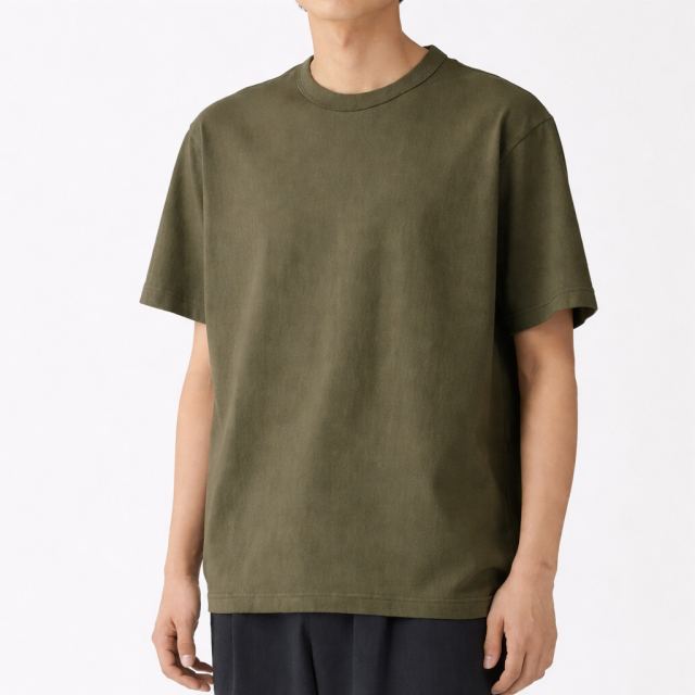 MUJI 無印良品 水洗粗織圓領短T
