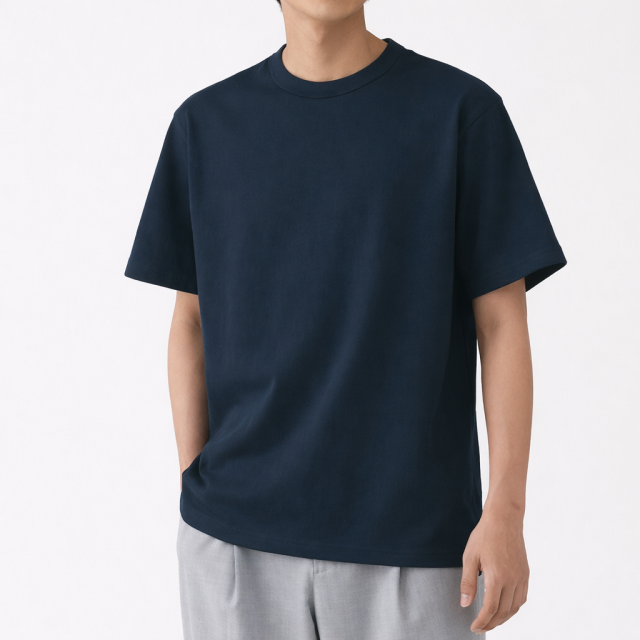 MUJI 無印良品 水洗粗織圓領短T