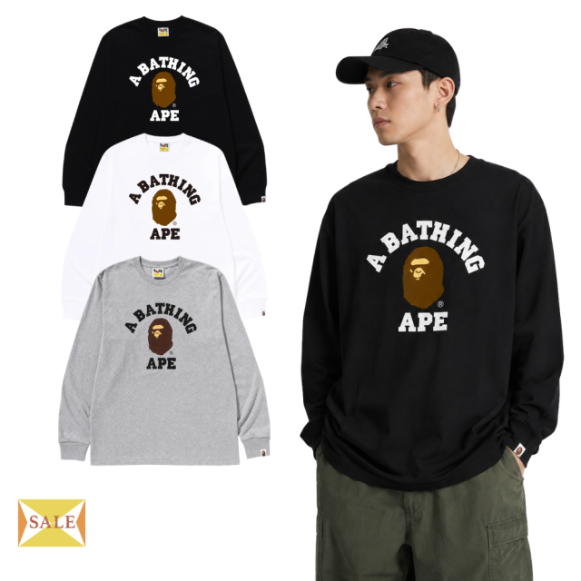 BAPE A Bathing Ape 猿人Logo 長袖T恤